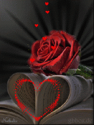 Herz rote Rose Glitzerbild