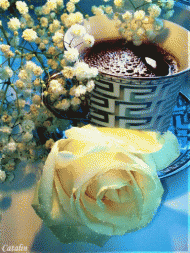 Kaffee und eine Rose animiert