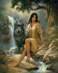 Wolf mit Indianerin